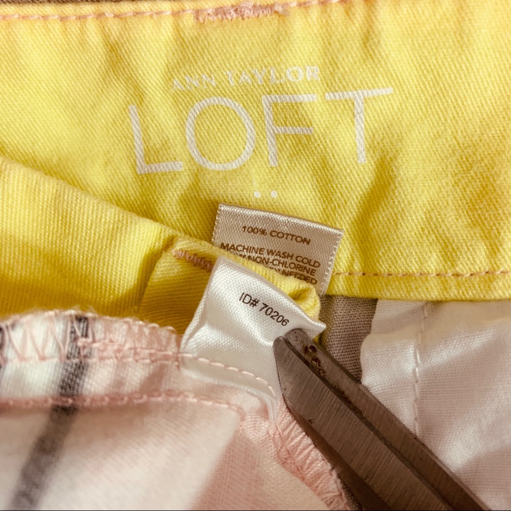 Loft Ann Taylor / Preppy Pastel Yellow Gray Pink - Picture 6 of 8